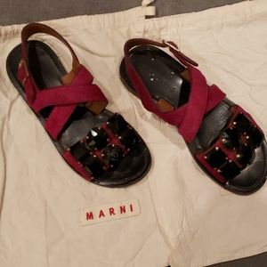 Marni Jeweled Calf Hair Sandal